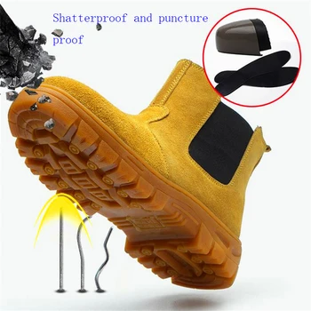 

Men Steel Toe Cap Safety Shoes Men Boots Anti-slip Steel Puncture Proof Construction Boots Men Work Shoes Indestructible Shoes