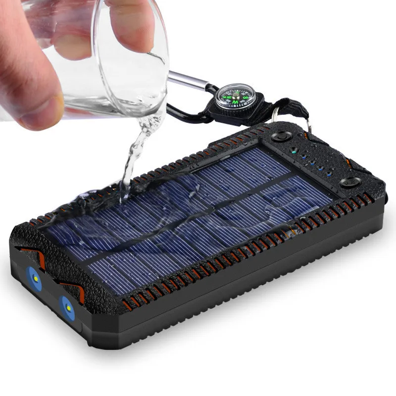 50000mAh Solar Charger Waterproof Power Pack Outdoor Emergency External Battery with SOS LED Backup Battery Outdoor Igniter best power bank 20000mah