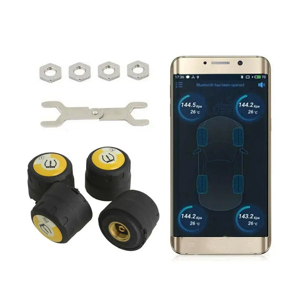 Bluetooth 4,0 Автомобильный TPMS приложение для IOS Android мониторинг в реальном времени шины Авто Внешняя система Давление шины 4 датчики сигнализации L7Z6