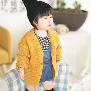 

Cute Baby Girl Winter Warm Knitted Bubble Ball Sweater Girls Autumn Winter Sweaters Cardigan Coat Outwear 0-3T