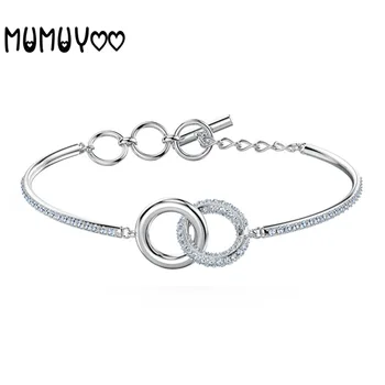 

Fashion jewelry high-quality 2020 new two-ring double-ring edified crystal bracelet women charm elegant bracelet girl.