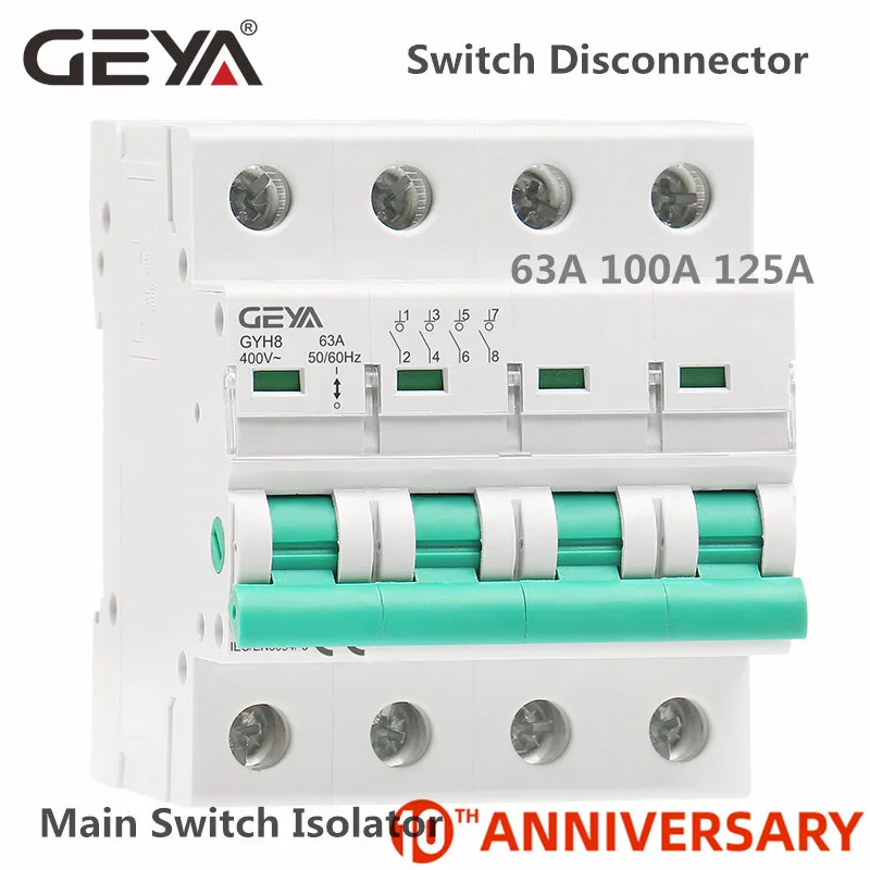 125a do Interruptor de Isolamento do Interruptor v do Trilho 4 do Ruído de Geya Interruptor Principal Gyh8 63a 100a 400 Mod. 221605