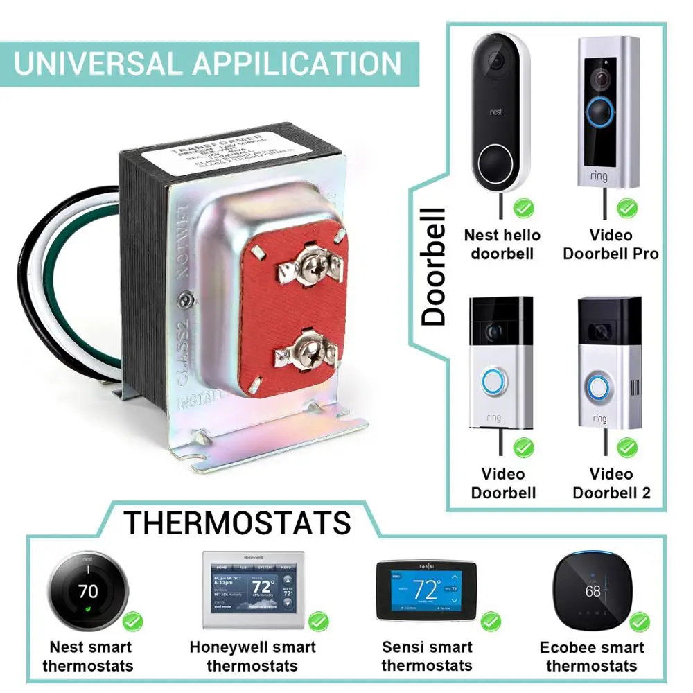 24V 40VA Thermostat And Doorbell Transformer, Power Supply Compatible