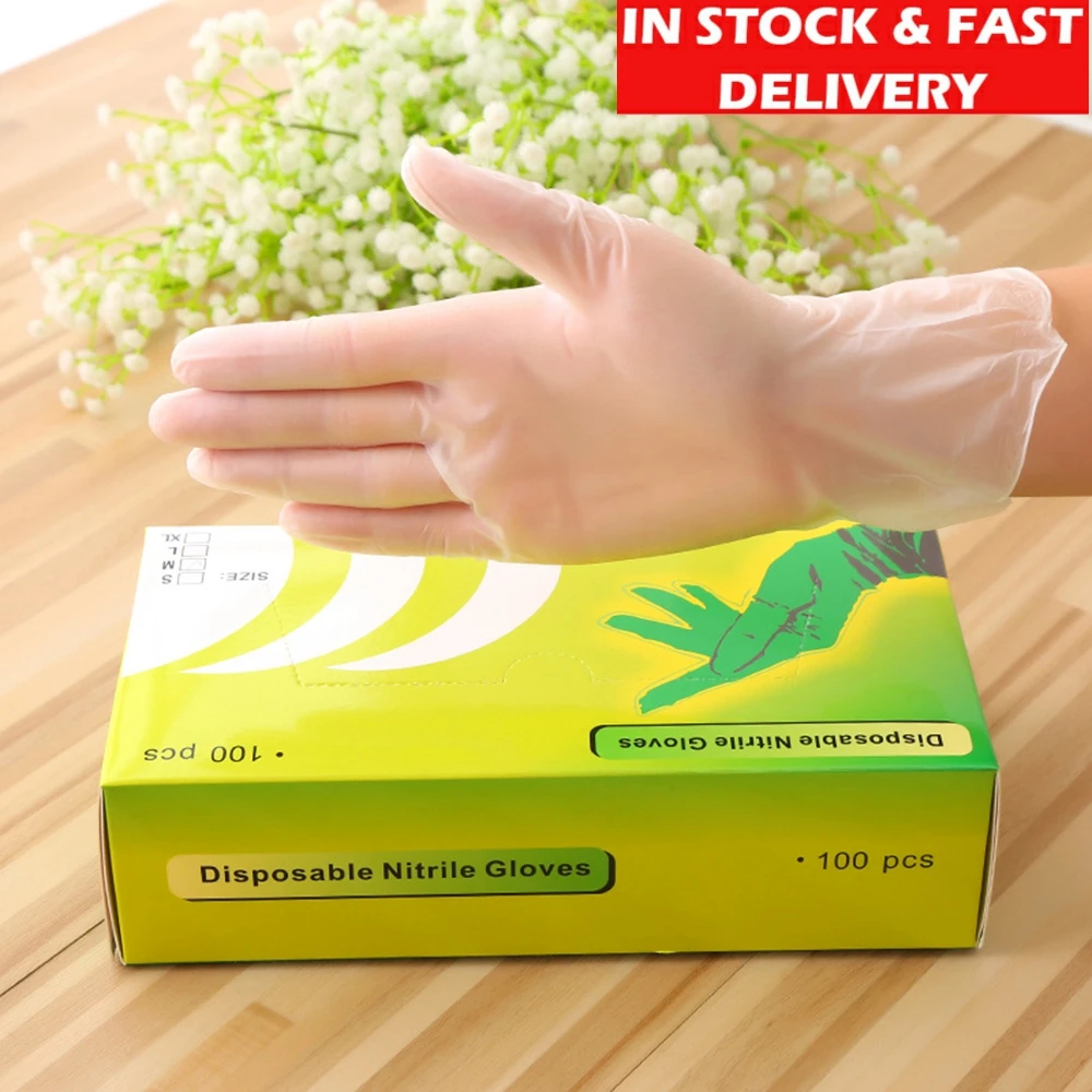 

200 PCS XL PVC Disposable Gloves Latex Dishwashing/Kitchen/Medical /Work/Rubber/Garden Gloves Universal For Left and Right Hand