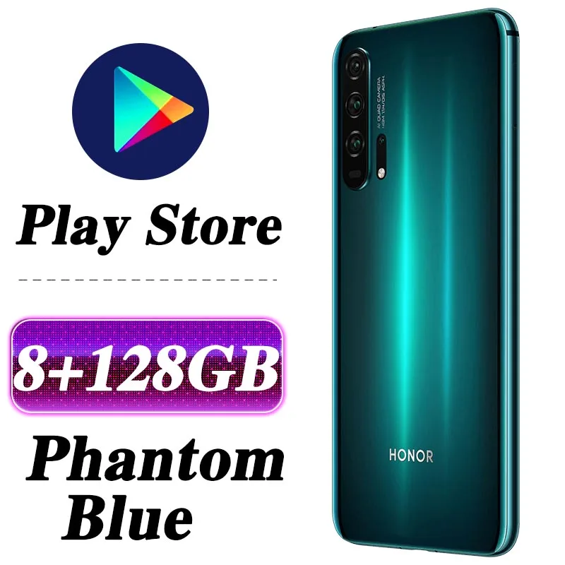 8G 128G Green Мобильный телефон HONOR 20 PRO, 6,26 дюймов, 8 ГБ, 128 ГБ, Восьмиядерный процессор Kirin 980, Android 9,0, 4000 мАч, Поддержка Google play, NFC - Цвет: 8G 128G Green