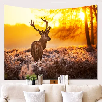 

Forest Plant Wall Tapestry Hanging Fabric Animal Large Mountain Art Tapestry Blanket Bedroom Landscape Tapiz Room Decor AD50WT