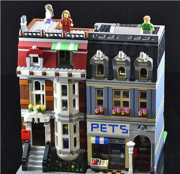 15009, 2082 шт., городской уличный магазин для животных, модели, строительные наборы, блоки, экшн-блоки, детские рождественские игрушки, совместимые с 10218