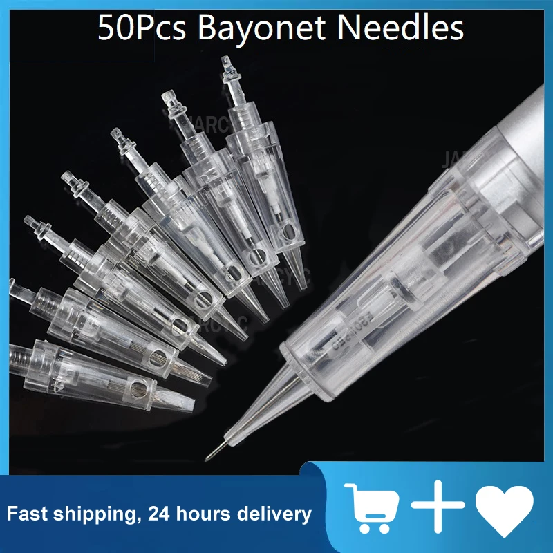 50pcs Disposable Cartridge Needles Permanent Makeup Bayonet Tattoo Needle 1RL/3RL/5RL For Digital Eyebrow/Lips/Eyeliner Machine 24vba15d indicating bulb led machine tool instrument 12vled bayonet b15 double contact bulb