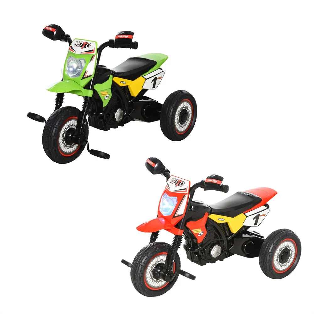 HOMCOM Coche Triciclo para Niños de +18 Meses con Apariencia de Moto con 3 Ruedas con Luces y Sonido 71x40x51 cm