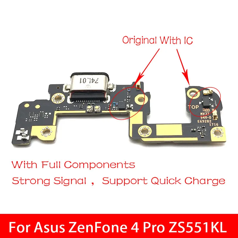 For ASUS ZenFone 4 Pro ZS551KL Micro USB Charger Dock Connector Charging Port Microphone Flex Cable Replacement Parts