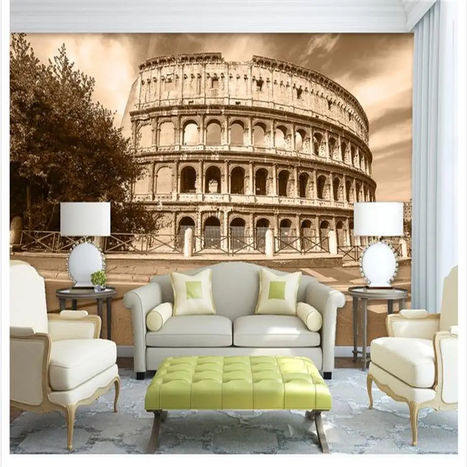 3d-фотообои на заказ Настенные обои для гостиной в стиле древней итальянской