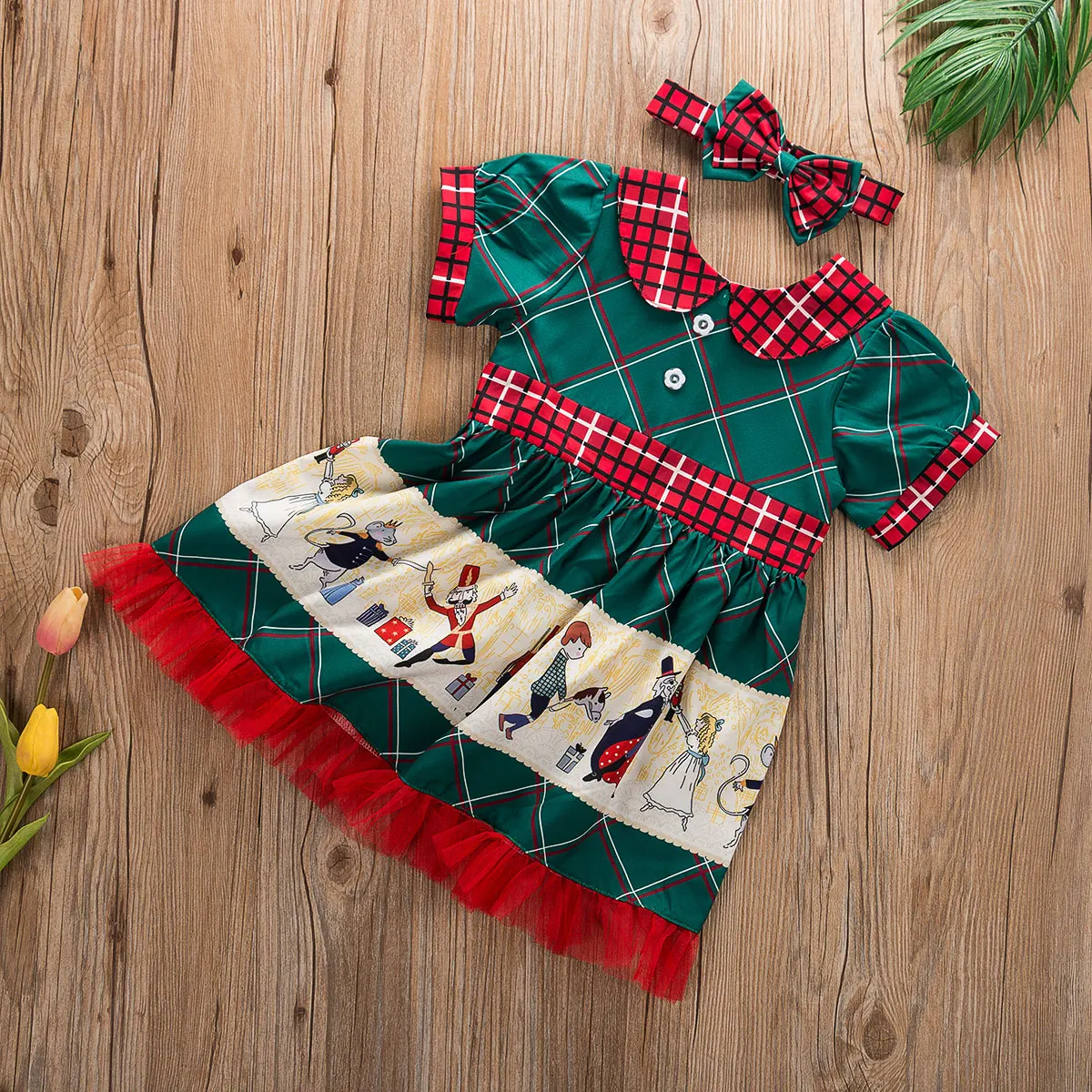 CANIS/От 1 до 6 лет; комплект из 2 предметов для маленьких девочек; рождественские вечерние платья-пачки с короткими рукавами и изображением Санта-Клауса