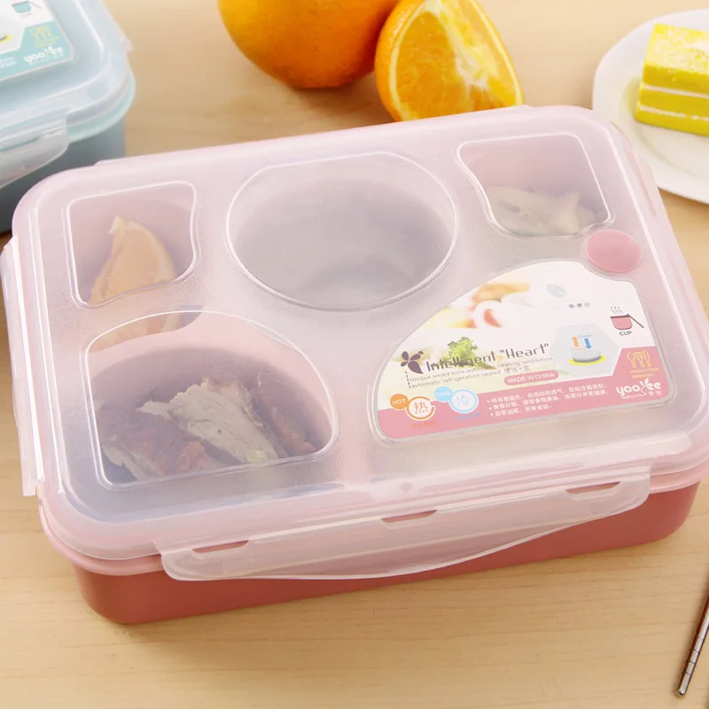 

Container microwave lunch box seperated adult eat box grid partition sealed-style plate tableware