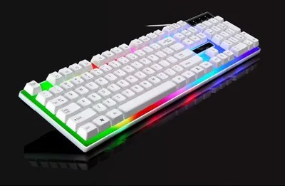 Радужный цветной светодиодный водонепроницаемый проводной комплект клавиатура и мышь игровая клавиатура подвеска круглая клавишная крышка клавиатура ПК ноутбук - Цвет: 2White keyboard