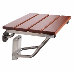 Goplus asiento de baño plegable, Banco de ducha, silla de montaje en pared, madera maciza, construcción, moderno, portátil, BA7097
