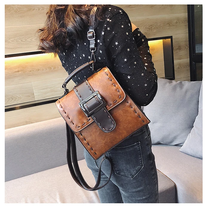 PU Leather Women's Fashion Multipurpose Backpack Shoulder Bag Zipper for Mobile Phone Keys Travel Backpack Bags WH64