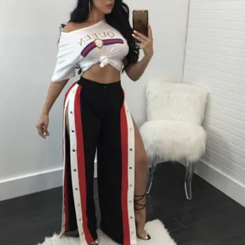 

Womens High Waisted Wide Leg Pants Split Long Pant Casual Loose Long Trousers