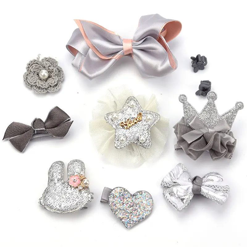 

10 Piece Set 5 Color Girl Hairpin Hair Accessories Beautiful Girl Headdress Children Bow Crown Flower Hairpin Baby Gift