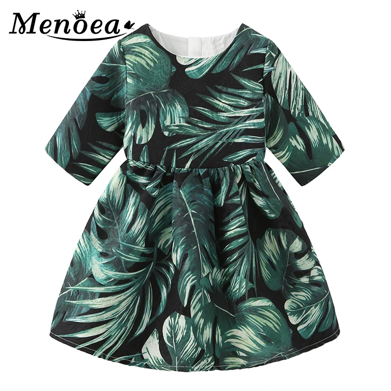 Menoea/летнее платье с короткими рукавами для маленьких девочек; Детские повседневные платья с принтом; Vestidos; детская нарядная одежда для девочек; платье