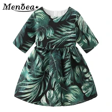 Menoea/летнее платье с короткими рукавами для маленьких девочек; Детские повседневные платья с принтом; Vestidos; детская нарядная одежда для девочек; платье