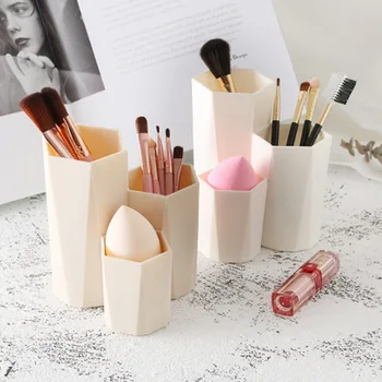 

3 Lattices Cosmetic Make-up Brush Storage Box Table Organizer Makeup Nail Polish Cosmetic Holder Make Up Tools Pen Holder Rack