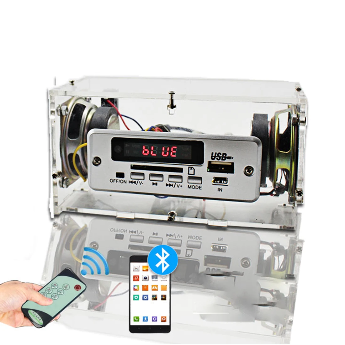 DIY Мини Bluetooth динамик комплект MP3 небольшой динамик усилитель звука с пультом дистанционного управления двойной динамик s-(без источника питания