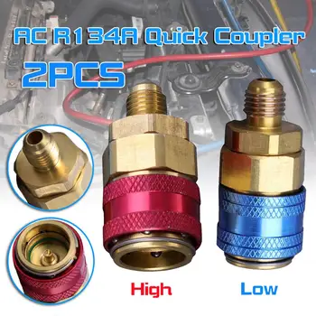 

2Pcs R134A AC High Low Quick Coupler Connector Adapters Auto Set High Quality For High Low Manifold Hoset Dropshipping NEW !!!