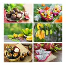 Diamond Painting 5D Diamonds Mosaic Picture Dragon Fruit Mangosteen Rhinestones Full Square Drill Home Decoration