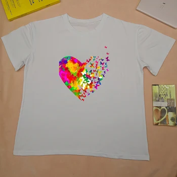

Heart-shaped women's t-shirt ladies tops woman 2020 summer Love women t-shirts oversize gift to a girl