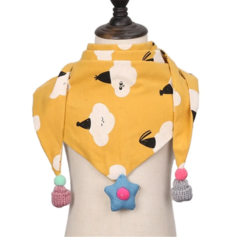 Cloud Yellow Осень-зима, теплый хлопковый шейный платок для девочек, детские треугольные шарфы, шарф для мальчиков, шарф для детей - Цвет: Cloud Yellow