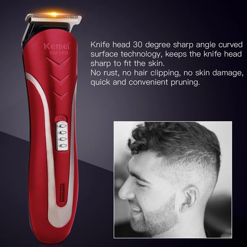  Kemei Multifunction Electric Hair Clipper Carbon Steel Head Hair Trimmer Rechargeable Electric Razo
