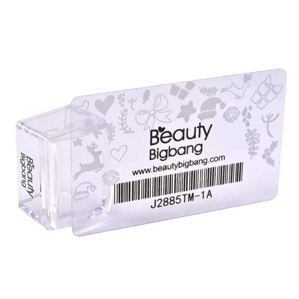 BeautyBigBang 1 набор, силиконовый штамп для ногтей, прямоугольное желе со скребком, прозрачная ручка, инструмент для штамповки, маникюрный набор для дизайна ногтей