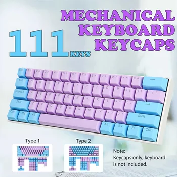 

NEW 111Keys ABS Backlit Transparent Keycap Universal Column For Ikbc Cherry MX Annie Mechanical Keyboard Pink / Blue