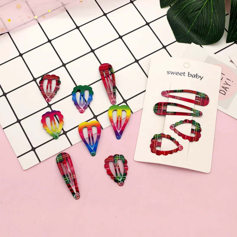 

2PCS Cute New Cartoon Red Plaid BB Clips Hairpins Girls Hair Accessories Children Headwear Baby Hair Clips Headdress