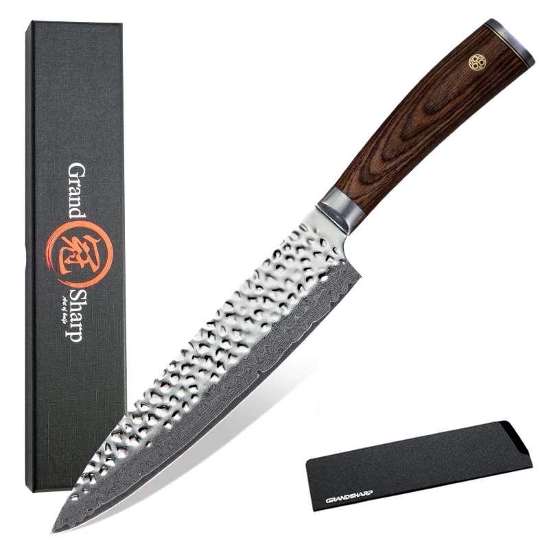 

GRANDSHARP Professional Chef Knives vg10 Damascus Chef Knife Japanese Damascus Kitchen Knives Gift Box Protection Sheath Cooking