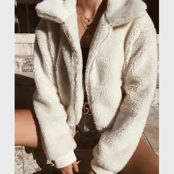 

Winter Jackets Women Cardigan Warm Velvet Coat Outerwear Zipper Pocket Female Jacket Coats High Street Ropa Mujer Casual Jackets