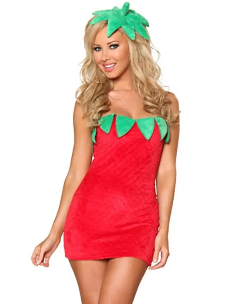 Vestito da donna alla fragola vestito operato alla fragola alla frutta vestito da Festival perfetto gonna attillata con copricapo