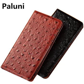 

Luxury ostrich genuine leather magnetic phone case card slot holder for Redmi Note 4X phone holster for Redmi Note 4 phone case