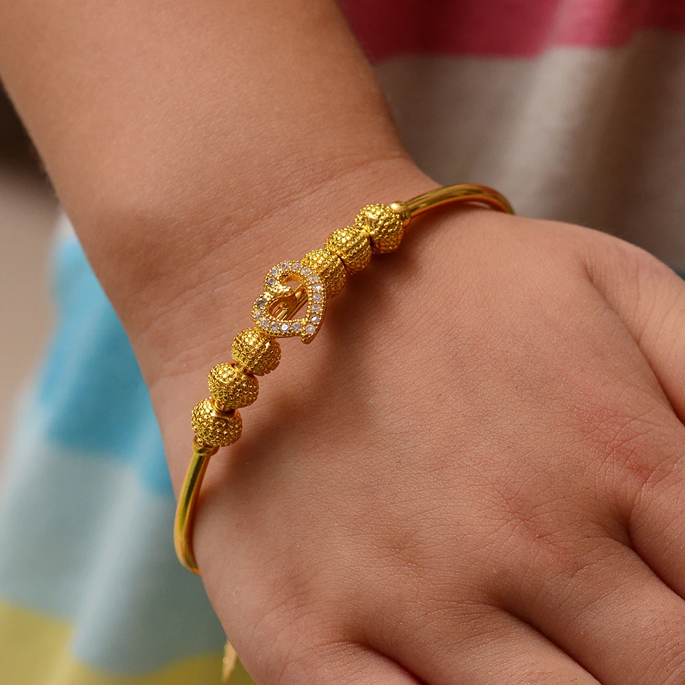 Эфиопский Дубай арабское сердце циркон детский браслет золотого цвета браслеты