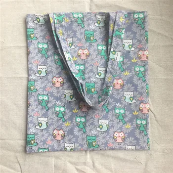 

Cotton Linen Eco Market Shopping Bag Shoulder Bag Print Owls Purple Flower Base 2033f