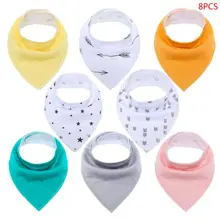 8 шт./компл. хлопок детские вытирания слюней младенцев Полотенца новорожденных Треугольники нагрудник для младенцев и детей зубы Кормовые принадлежности подарки на день рождения