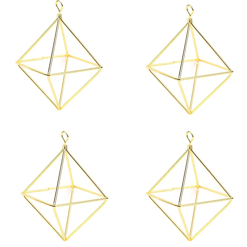 

4Pcs Freestanding Hanging Planters Geometric Wrought Iron Tillandsia Air Plants Holder Triangular Shaped Metal Rack