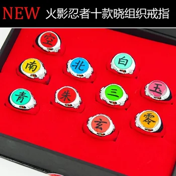 

10 pcs/set Naruto Rings figure Cosplay NARUTO Akatsuki Member's Ring Pendant Set New in box