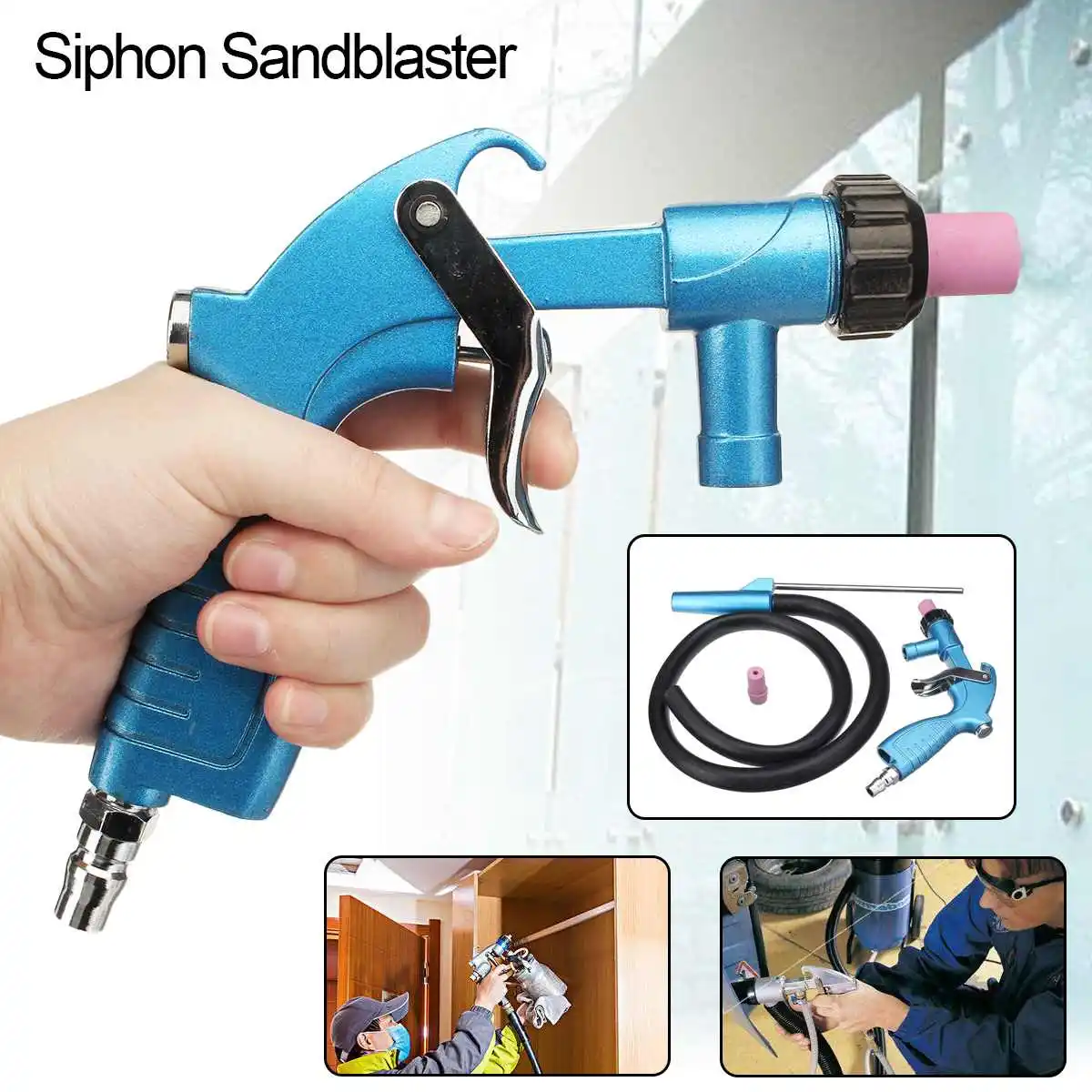 

Sandblaster Air Siphon Feed Blasting Power Tool Kit Abrasive Tool Sprayer with Ceramic Nozzle Tips Sand Suction Pipe