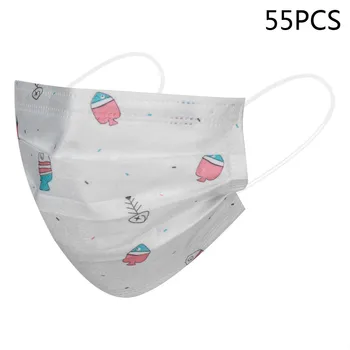 

55PC mascarillad desechables 3 Layer Non-woven Melt Blown mask for face mouth Elastic Earloop masque Solid color printing Masks