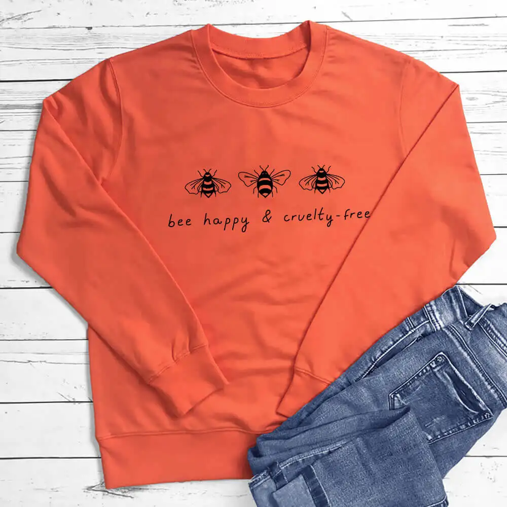 100% Cotton Casual Long Sleeve Top for Bee Lovers