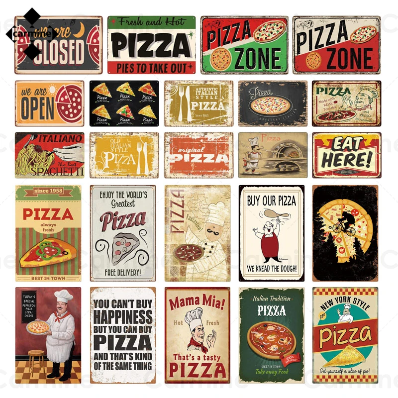Adesivo Da Parete Vintage Tasty Pizza Targa In Metallo Fast Food Targa In Metallo Poster Targa In Latta Shabby Per La Decorazione Del Negozio Di Pizza