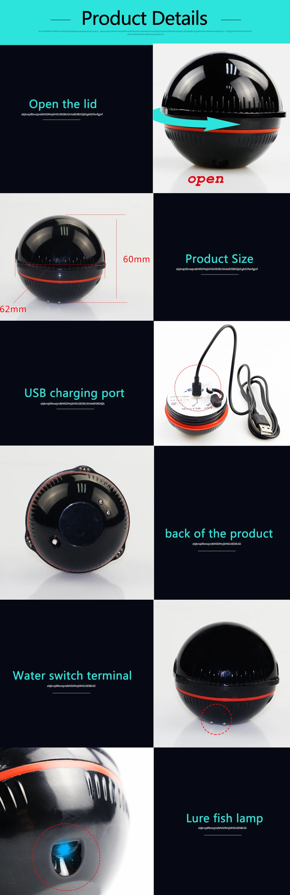 Inventor de Peixes sem Fio Portátil sem Fio Compatível com Ios Android para Dock Inteligente Sonar Fishfinder Shore Barco Pesca no Gelo Lâmpada & 16 sem fio sonar fishfinder compatível com ios