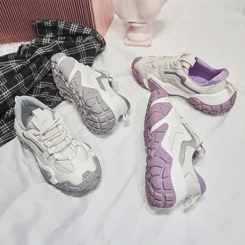 

Spring 2020 new genuine leather breathable casual sports shoes women's fashion color matching running shoes ZP-110