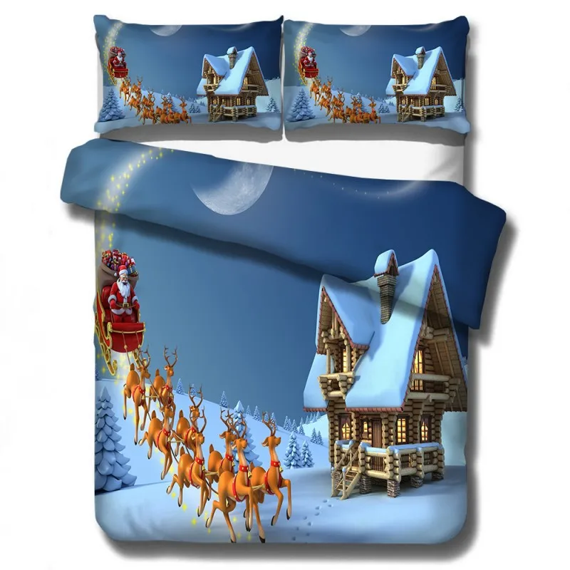 Комплект постельного белья с рисунком Санта Клауса и лося для маленьких мальчиков и девочек; Рождественский подарок; пододеяльники; наволочки; одеяло; Покрывало; постельное белье - Цвет: Christmas 14